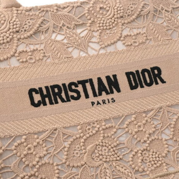CHRISTIAN DIOR Book Tote Small Beige Lace Handbag - Picture 10 of 12